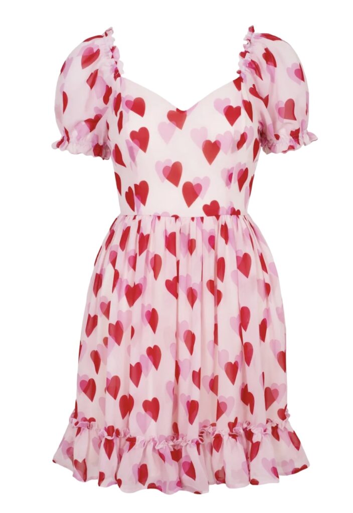 Pink Heart Dress by Hell Bunny